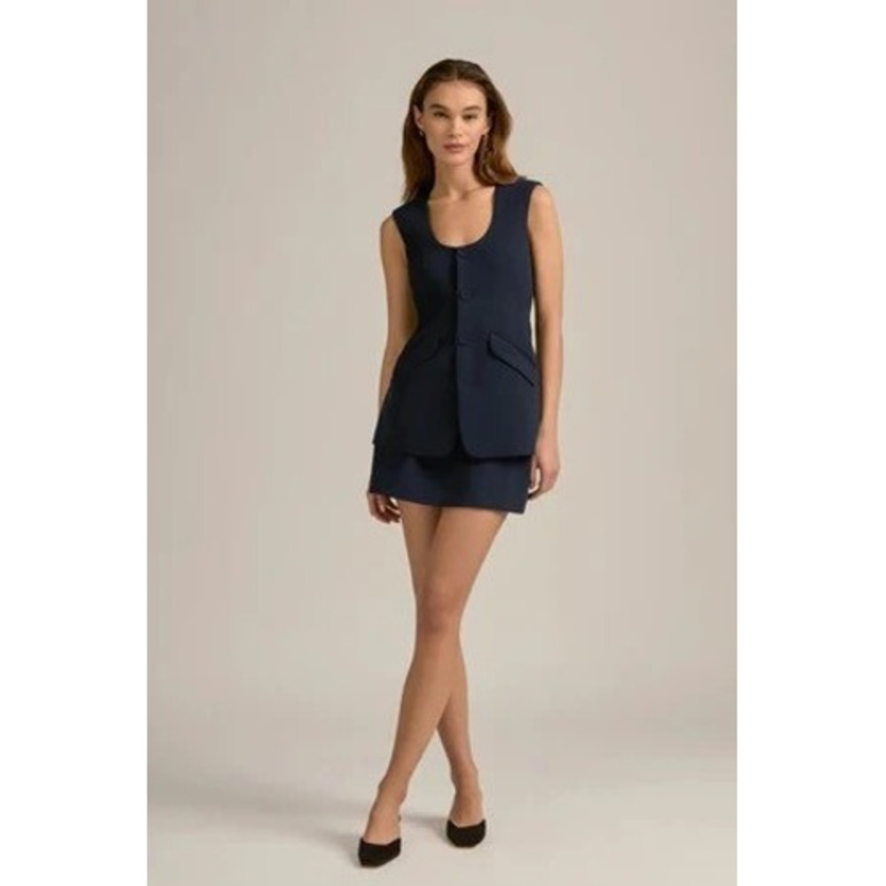 Favorite Daughter The Diana Vest Navy Tailored Longline Vest Scoop Neck Large